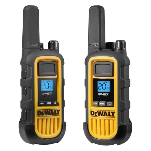 DEWALT DXFRS800 Heavy Duty Walkie Talkies Bundle with Remote Speaker Microphones, 6 Pack Black/Yellow