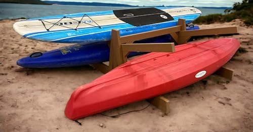 Log Kayak Rack Double Sided Freestanding Recycled Poly Kayak Rack Nutmeg Brown