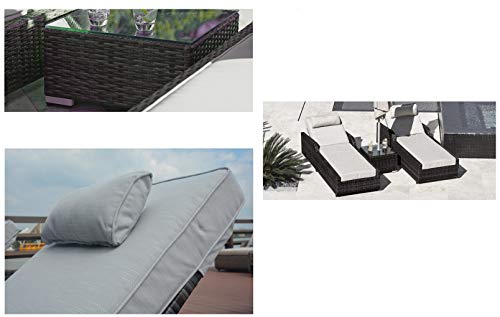 Direct Wicker 4-Piece Aluminum Frame Outdoor Patio Chaise Lounge Set Black