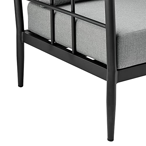 Armen Living Shari Modern Outdoor Patio Conversation Set, 4 Piece, Black