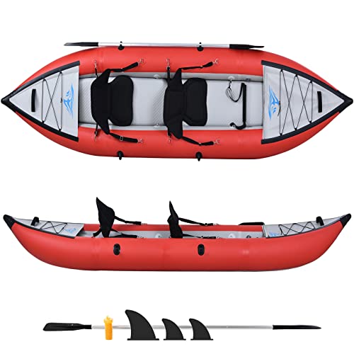 PRODCA Inflatable Kayak Set with Paddle & Air Pump, Portable Deluxe Tandem 2 Person Kayak