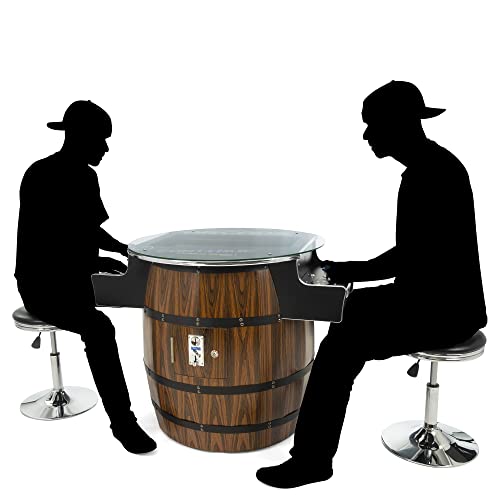 Creative Outdoor Distributor Wine Barrel Style Arcade Machine with Tempered Glass Top and 2 Sanwa Joysticks