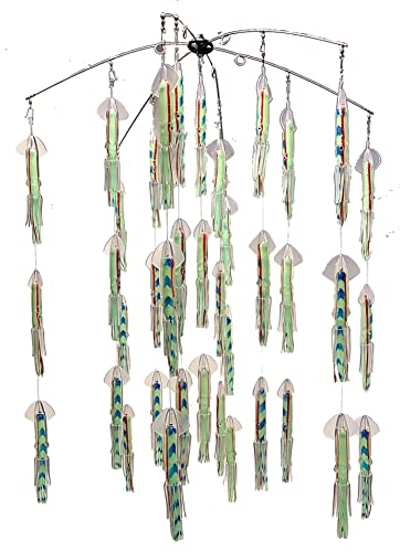 Squidnation Long-Tail Pakula Series Squid Dredge 36" Single Tension Loop Bar 9" LUMO Green