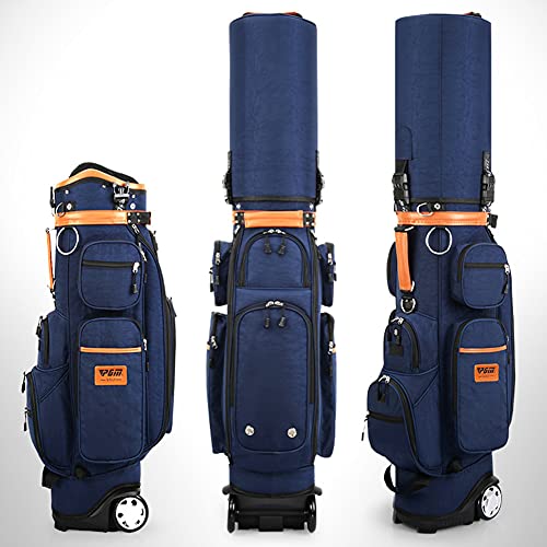 ACXZ Golf Travel Bag with 10 Way Dividers, Rain Cover, Cooler & Shoe Pocket, Wheels Dark Blue
