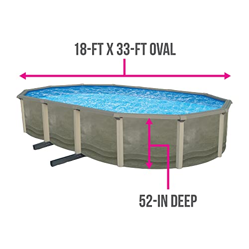 Blue Wave Trinity 18x33-ft Oval 52-in Deep Steel Wall Above Ground Pool Package Gray