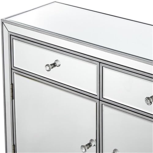 Elegant Lighting Reflexion Mirrored Nightstand Antique Silver