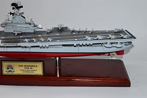 Squadron Nostalgia LLC USS Shangri-La CVA-38 Aircraft Carrier Model Essex Class Mahogany 24 Inch Multicolor