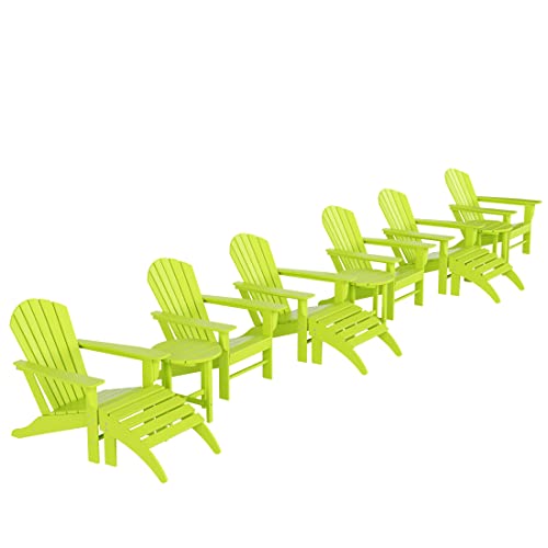 WO WESTIN OUTDOOR HDPE Adirondack Chair Set of 12 with Ottomans and Side Tables Lime