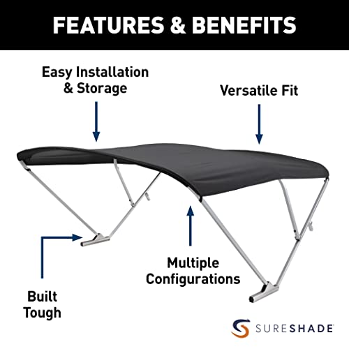 SureShade Power Pontoon Bimini Top Black