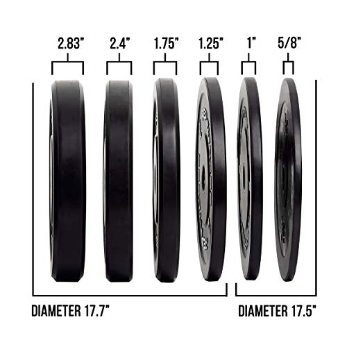 REP Bumper Plates for Strength and Conditioning Workouts and Weightlifting - 370 LB Set Black