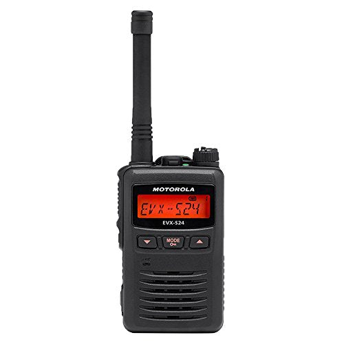 Motorola Solutions 2 EVX-S24 Digital UHF Radios & 2 MH-89A4B Headsets Black
