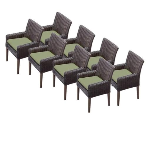 TK Classics Venice Wicker Patio Arm Dining Chairs Set of 8 Cilantro