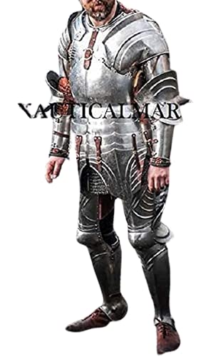 NauticalMart Medieval Knight Full Suit Combat Armor Costume Silver