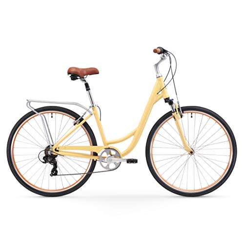 sixthreezero Women's 3-Speed Comfort Bike with Rear Rack, 26" Wheels/17" Frame, Cream