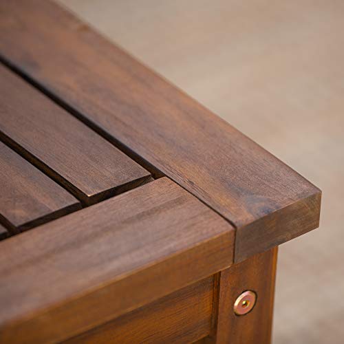 Walker Edison Rendezvous Modern 6 Piece Solid Acacia Wood Outdoor Dining Set Dark Brown