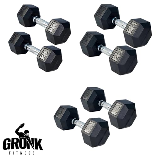 Gronk Fitness A-Frame Dumbbell Rack 6-Tier with 5-30lb Rubber Hex Dumbbells Black