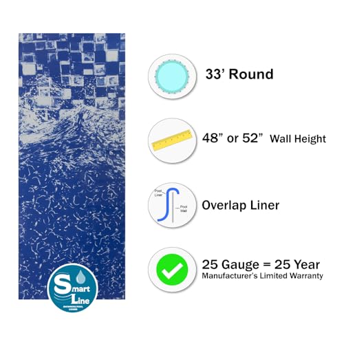 Smartline Tidal Surge 33' Round Overlap Liner 48"-52" Wall 25 Gauge Vinyl