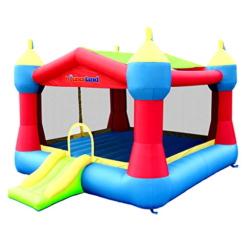Bounceland Inflatable Party Castle Bounce House with Slide and Basketball Hoop Red/Blue