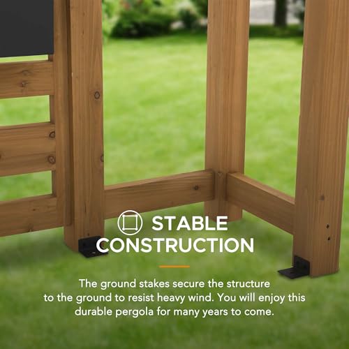 SummerCove Cedar Framed Pergola 10 x 10.5 ft with Adjustable Hanging Planters Wood Color