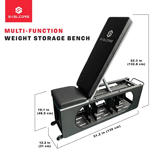 Skelcore Adjustable Storage Weight Bench Black