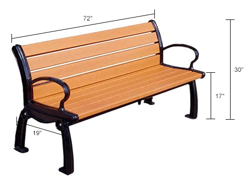 Frog Furnishings Outdoor Patio Bench Heavy Duty Cast Aluminum Frames Brown Slat 8 Feet