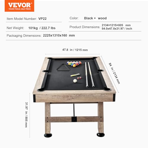 VEVOR 7 ft Billiards Table Black