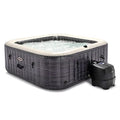 Intex PureSpa Plus 6 Person Inflatable 94" Square Outdoor Hot Tub Spa with 170 Bubble AirJets, Insulated Cover & LED Color Changing Lights Square Greystone