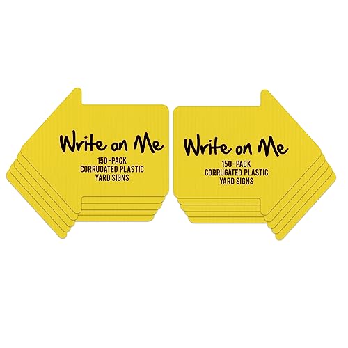 VictoryStore 22-Inch Blank Arrow Yard Signs Waterproof Yellow 150 Pack