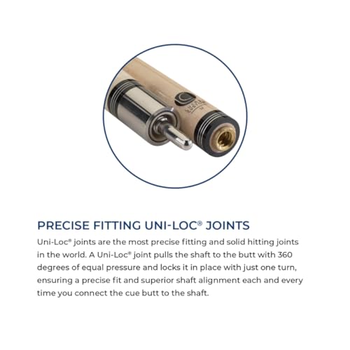 LUCASI Custom 58" 2-Piece Pool Cue with Upgraded Low Deflection Shaft, Blue Luster Inlays, Black