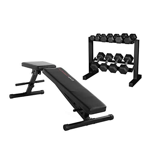 CAP Barbell Dumbbell Set with Rack & Bench Bundle Black