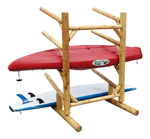 Log Kayak Rack 5-Place 1-Sided Kayak/SUP Rack Natural