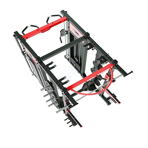 MiM USA Commercial Smith Machine Functional Trainer & Power Rack Black Red