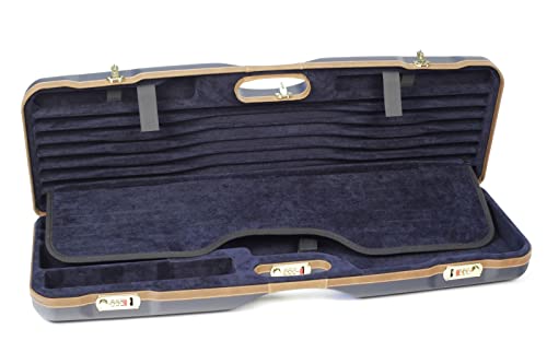 Negrini OU Deluxe Skeet Single Shotgun Case + Tube Set Navy/Tobacco Leather/Navy