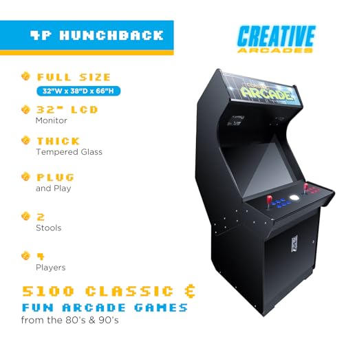 Creative Outdoor Distributor Full-Size Arcade Machine 4 Player 5100 Games 32" Screen