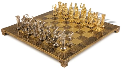 The Chess Store Archers Theme Chess Set Bronze & Blue Copper Pieces Brown Board