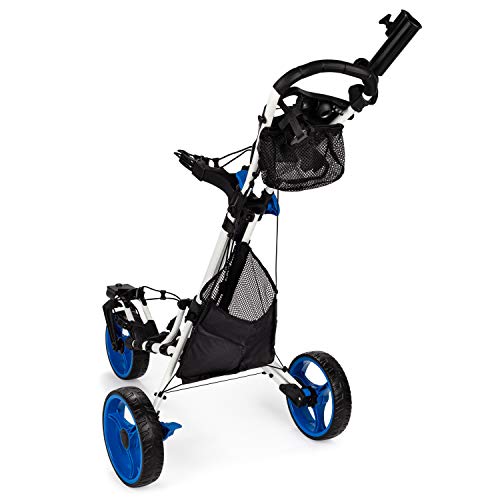 Founders Club Swerve 3 Wheel Push Pull Golf Cart White Blue