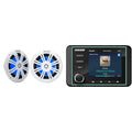 KICKER Marine Gauge-Style Source & 6.5" White LED Speakers Bundle