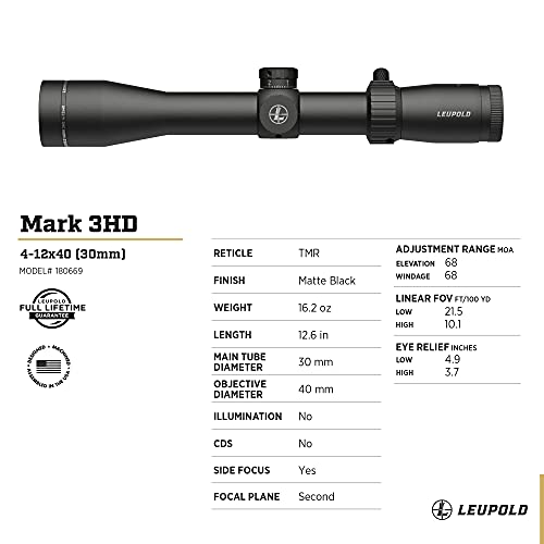 Leupold Mark 3HD 4-12x40mm Side Focus Riflescope TMR
