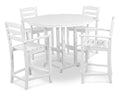 Polywood La Casa Café 5-Piece Counter Set with Table and Chair White