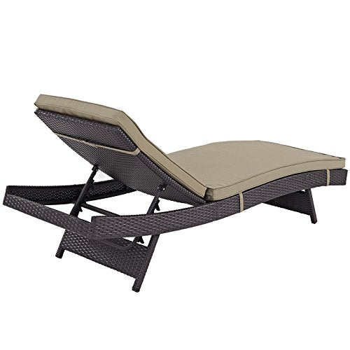 Modway Convene Wicker Rattan Outdoor Patio Chaise Lounge Chairs Set of 6 Mocha