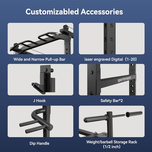 Sportsroyals Power Cage 1600lbs Multi-Function Rack Black