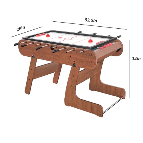 Famispick 2in1 Foldable Foosball and Air Hockey Table Brown