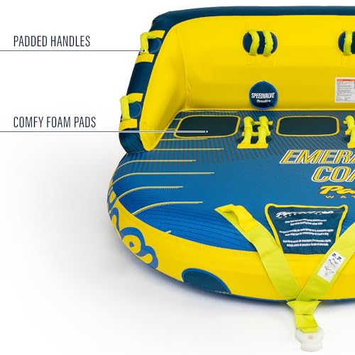 NorEast Outdoors Paradise Water Sports - Emerald Coast Towable Tube for Boating - 1-3 Riders Blue/Yellow