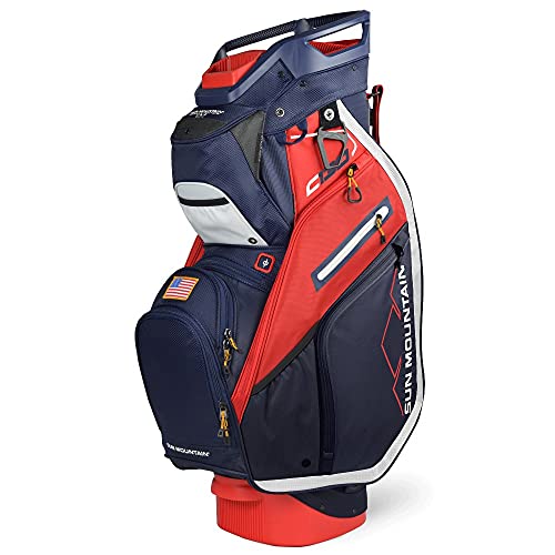 Sun Mountain Mens 2022 C130 14-Way Divided Golf Cart Bag Navy Red White