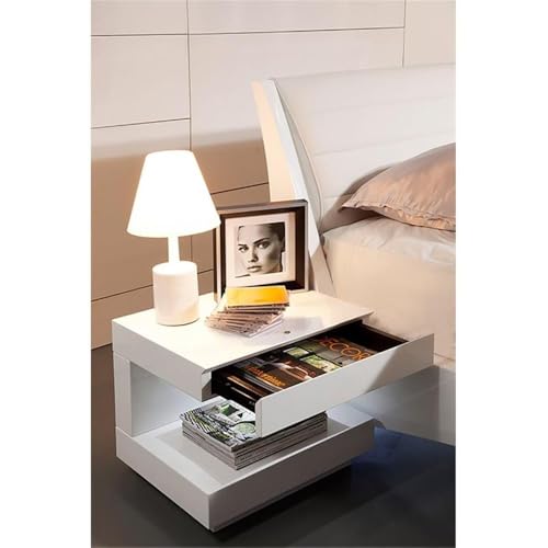 VIG Furniture Limari Home Esso LED Light C-Shaped Nightstand White Glossy