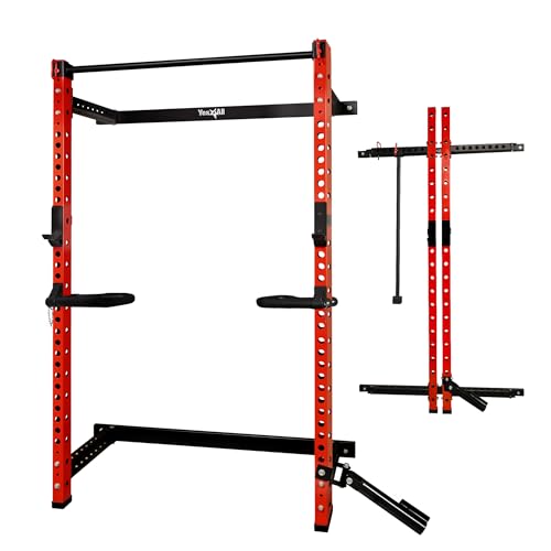 Yes4All Folding Wall Mounted Power Cage Multi Metal Grip Dip Handle Attachment