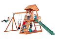 CREATIVE CEDAR DESIGNS Cedar Chalet Wooden Backyard Playset with Swings & Slide