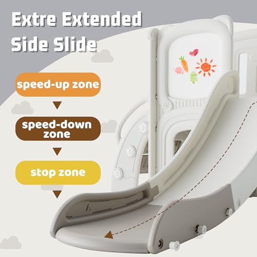 KZPFER 5-in-1 Toddler Slide and Swing Set with Whiteboard Gray