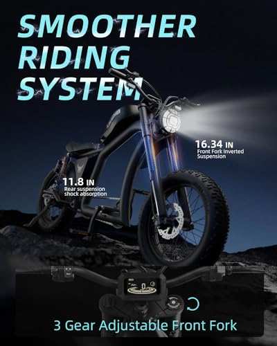 BIGNIU BG-X Electric Bike for Adults 1500W Brushless Motor with 48V/31.5Ah Battery, 34+ MPH Up to 40 Miles Range 20" *5" Fat TireFront/Rear Turn Signal, Dual Suspension Black