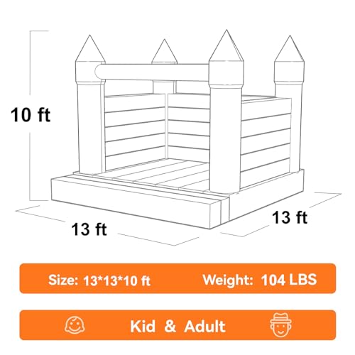 Blatesic Inflatable Black Bounce House Castle 13ft x 13ft x 10ft